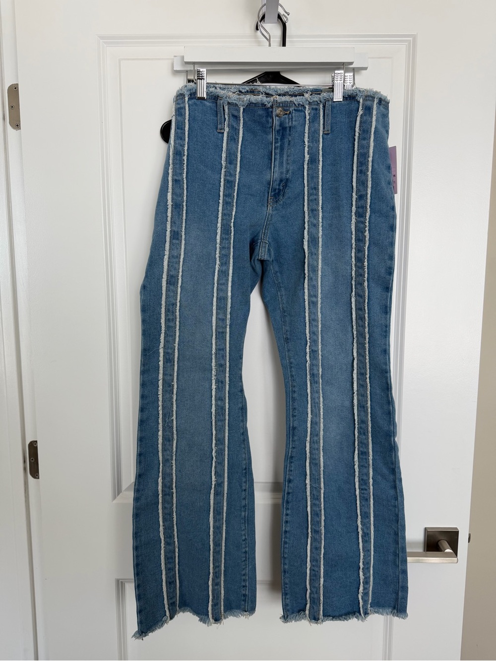 wild fable Blue Frayed-Stripe Flare Jeans